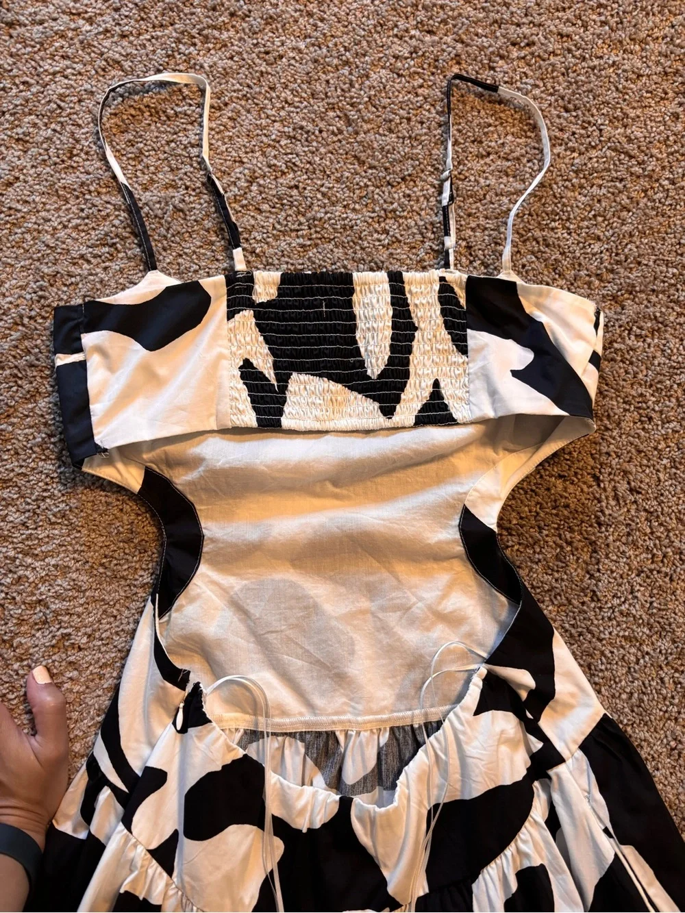 Abercrombie & Fitch Black and White Abstract Cutout Maxi Dress
